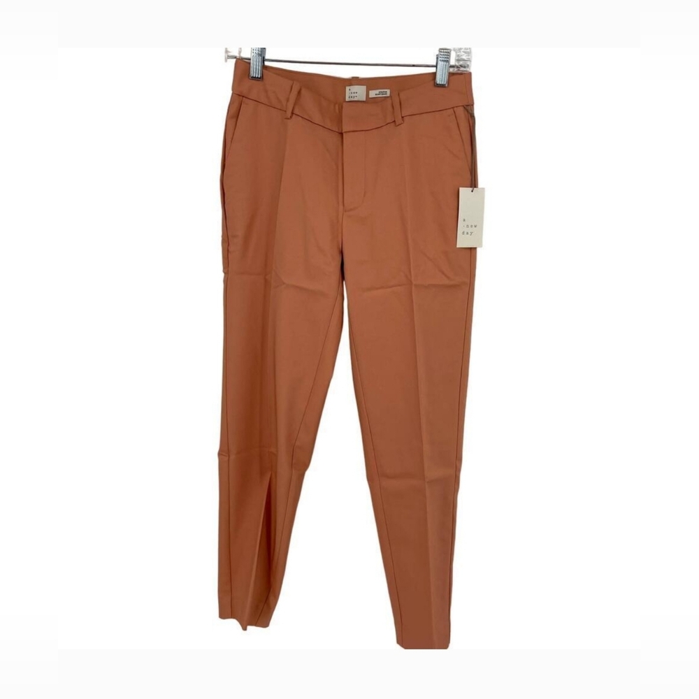 A New Day Trouser Ankle Pant Coral Mid Rise Tapered Stretch NEW
